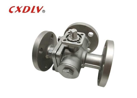 300 LB Low Platform Stainless Steel T Type 3 Way Ball Valve Flange GB