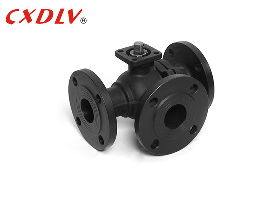 3 Way Flanged Ball Valve PN16 Casting Steel With ISO5211 TOP