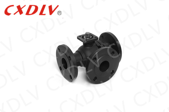 Flanged ISO5211 Direct Mounting Pad WCB Three way Ball Valve PN16  with PTFE Seaat