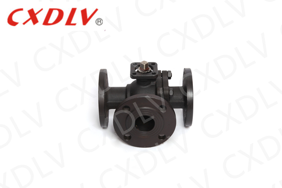 Flanged ISO5211 Direct Mounting Pad WCB Three way Ball Valve PN16  with PTFE Seaat