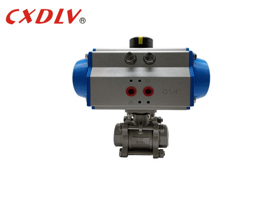 3PC Stainless Steel Ball Valves 1000WOG with Pneumatic Actuator BSP Connection