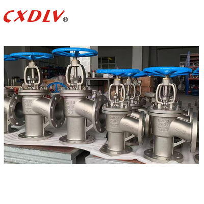 DN50-DN200 Flanged Angle Globe Valve Manual Handle Wheel Operation Shipboard Seawater Service