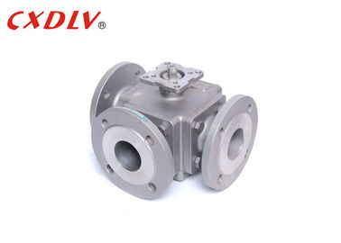 Stainless Steel 3-way ball valve T-port L-port with ISO5211 TOP and PN16 Pressure Rating
