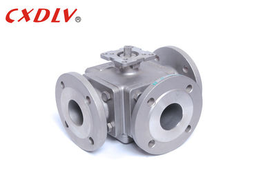 Small Full Port 3 Way Flanged Ball Valve Square Body with Mounting Pad