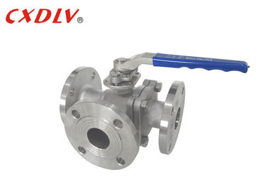 Full Bore SS 3 Way Flanged Ball Valve T /  L Port Floating Valve