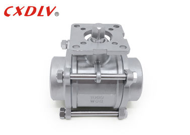 Three Pieces High Platform Female Threaded Ball Valve Motor Automation