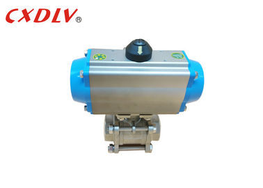3 Pieces Stainless Steel Pneumatic Actuated Ball Valve Thread Screw Valve Q611F