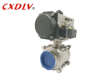 3 Pieces Screw Thread Pneumatic Actuated Ball Valve Double Acting With Solenoid Valve