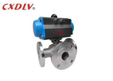 Spring Return Single Acting Pneumatic Actuated 3 way Valve On Off Valve