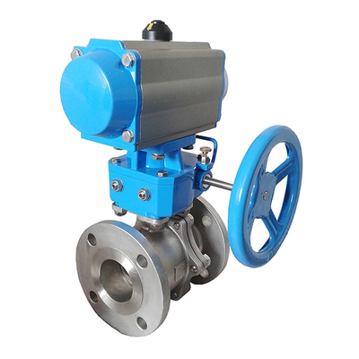 DN150 Pneumatic Pipe Flanged Ball Valve PN40 With Worm Gear