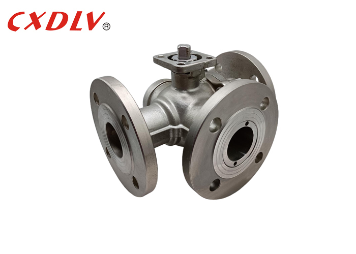Bare Stem Full Port 3-Way Flanged End Diverter Ball Valve T-Port
