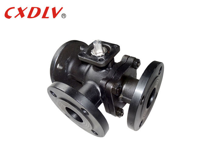 Flanged ISO5211 Direct Mounting Pad WCB Three way Ball Valve PN16  with PTFE Seaat