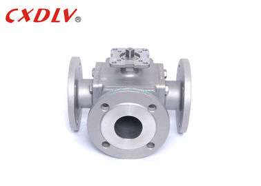 Small Full Port 3 Way Flanged Ball Valve Square Body with Mounting Pad