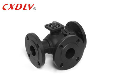 Flange End Cast Steel L-port 3 Way Flanged Ball Valve PN16 4 Inch Direct Mounting for Automation