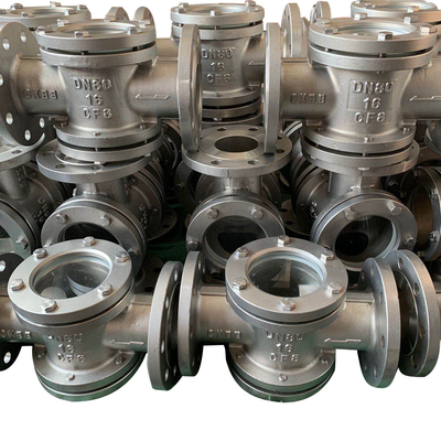 Valve Flange Sight Glass Ends SS304 Swing Type Pyrex With Flapper